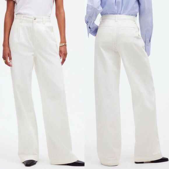 MADEWELL Harlow Wide Leg Jeans Women 25 Airy Denim NEW Tile White NO670 - Picture 1 of 16